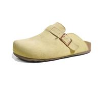 HRGKLMN Zoccoli Ciabatte Impermeabili da Donna, comode Pantofole da Donna con Soletta in Sughero, Morbida Pelle Scamosciata, Sandali Classici per Lavoro, Tempo Libero e Uso Quotidiano,Hellkhaki,41 EU