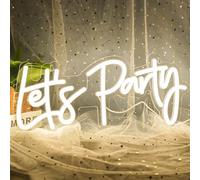 HRGXYUN Let's Party - Insegna al neon a LED per feste, camera da letto, parete, alimentazione a batteria e USB, con interruttore, per matrimoni, ristoranti, compleanni, bar, casa, bianco caldo