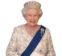 HRH The Queen (White Dress) Ritaglio di buddy a metà corpo