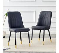 hrijusdif Sedia in confezione da 2 pezzi, moderna sedia da pranzo nera con schienale in pelle e gambe in metallo nero, adatta per una varietà di scene come sala da pranzo, cucina e camera da letto.