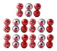 Hrippy 30 Pezzi Perline Tonde in Legno con Stampa Coccinella 16mm Artigianato Distanziatore Perline in Legno con Perline per Creazione di Gioielli Fai Te Collana Braccialetto Orecchino