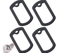 Hrippy Copertura Etichetta per Cani in Silicone 4 PCS Silenziatore Rotondo Tag Cane Nere in Acciaio Inossidabile Silenziatore Protettivo per Riduzione del Rumore per Animali Domestici Gatto Cane