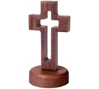 Hrippy Crocifisso in Legno Cavo in Piedi, Statuetta in Noce con Supporto Rimovibile, Decorazione Tavolo per Crocifisso Pasquale