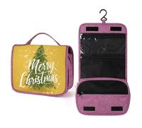 Hristmas Tree with Golden Threads Beauty case da viaggio per donne, organizer da appendere per trucchi con gancio per shampoo