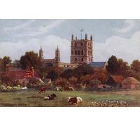 HRJUBWREE Dipinti Famosi Nordico Pittura Tela Immaginie Abbazia di Twekesbury di Alfred Robert Quinton Per la Decorazione della Camera da Letto 60x90cm
