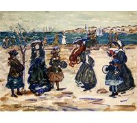 HRJUBWREE Dipinti Famosi Nordico Pittura Tela Immaginie Dall'altra parte del porto di Maurice Brazil Prendergast Per la Decorazione della Camera da Letto 60x90cm