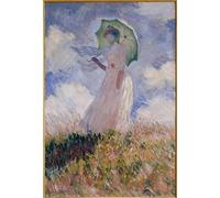 HRJUBWREE Dipinti Famosi Nordico Pittura Tela Immaginie Donna con parasole rivolta a sinistra di Claude Monet Per la Decorazione della Camera da Letto 60x90cm