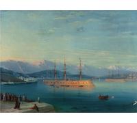 HRJUBWREE Dipinti Famosi Nordico Pittura Tela Immaginie francesi in partenza dal Mar Nero di Ivan Konstantinovich Aivazovsky Per la Decorazione della Camera da Letto 60x90cm