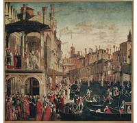 HRJUBWREE Dipinti Famosi Nordico Pittura Tela Immaginie il Miracolo della Vera Croce sul Ponte di Rialto di Vittore Carpaccio Per la Decorazione della Camera da Letto 60x90cm