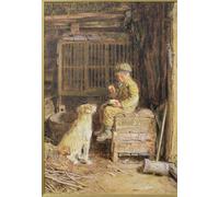 HRJUBWREE Dipinti Famosi Nordico Pittura Tela Immaginie il pasto frugale di William Henry Hunt Per la Decorazione della Camera da Letto 60x90cm