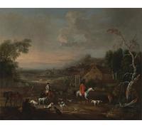 HRJUBWREE Dipinti Famosi Nordico Pittura Tela Immaginie il reverendo Jemmet Browne a un incontro di Foxhound di Peter Tillemans Per la Decorazione della Camera da Letto 60x90cm