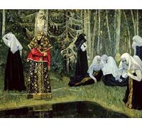 HRJUBWREE Dipinti Famosi Nordico Pittura Tela Immaginie la leggenda della città invisibile di Kitezh di Mikhail Vasilievich Nesterov Per la Decorazione della Camera da Letto 60x90cm