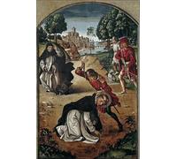 HRJUBWREE Dipinti Famosi Nordico Pittura Tela Immaginie la Morte di San Pietro da Verona di Pedro Berruguete Per la Decorazione della Camera da Letto 60x90cm