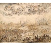HRJUBWREE Dipinti Famosi Nordico Pittura Tela Immaginie la partenza di Carlo II da Scheveningen di Adriaen Pietersz Van De Venne Per la Decorazione della Camera da Letto 60x90cm