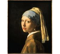 HRJUBWREE Dipinti Famosi Nordico Pittura Tela Immaginie La ragazza con la perla di Jan Vermeer Van Delft Per la Decorazione della Camera da Letto 60x90cm