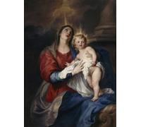 HRJUBWREE Dipinti Famosi Nordico Pittura Tela Immaginie la Vergine col Bambino di Anthony Van Dyck Per la Decorazione della Camera da Letto 60x90cm