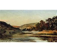 HRJUBWREE Dipinti Famosi Nordico Pittura Tela Immaginie l'acquedotto nella valle di Jean baptiste camille Corot Per la Decorazione della Camera da Letto 60x90cm