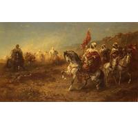 HRJUBWREE Dipinti Famosi Nordico Pittura Tela Immaginie L'imboscata di Adolf Schreyer Per la Decorazione della Camera da Letto 60x90cm