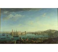 HRJUBWREE Dipinti Famosi Nordico Pittura Tela Immaginie l'ingresso al porto di Marsiglia di Claude Vernet Per la Decorazione della Camera da Letto 60x90cm