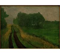 HRJUBWREE Dipinti Famosi Nordico Pittura Tela Immaginie Paesaggio serale con alberi di pino di Paula Modersohn Becker Per la Decorazione della Camera da Letto 60x90cm