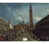 HRJUBWREE Dipinti Famosi Nordico Pittura Tela Immaginie Processione del Doge e distribuzione di denaro ai cittadini di Gabriele Bella Per la Decorazione della Camera da Letto 60x90cm