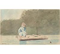 HRJUBWREE Dipinti Famosi Nordico Pittura Tela Immaginie Ragazzo su una zattera di Winslow Homer Per la Decorazione della Camera da Letto 60x90cm