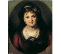 HRJUBWREE Dipinti Famosi Nordico Pittura Tela Immaginie Rosalia Hermann di Friedrich Von Amerling Per la Decorazione della Camera da Letto 60x90cm