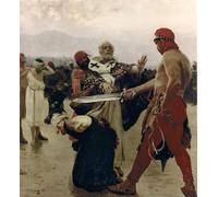 HRJUBWREE Dipinti Famosi Nordico Pittura Tela Immaginie San Nicola salva tre innocenti dalla morte di Il Ya Repin Per la Decorazione della Camera da Letto 60x90cm
