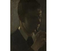 HRJUBWREE Dipinti Famosi Nordico Pittura Tela Immaginie Sven Hammershoy Fratello dll'artistas che fuma la pipa Vilhelm Hammershoi Per la Decorazione della Camera da Letto 60x90cm
