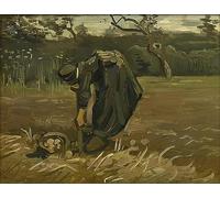 HRJUBWREE Dipinti Famosi Stampe d'Arte Mural Dipinto Contadino con raccolto di patate di Vincent Van Gogh Per la Decorazione del Soggiorno 60x90cm