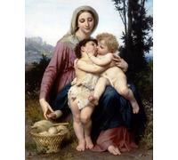 HRJUBWREE Dipinti Famosi Stampe d'Arte Mural Dipinto Contadino italiano inginocchiato con bambino di William Adolphe Bouguereau Per la Decorazione del Soggiorno 60x90cm