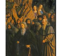 HRJUBWREE Dipinti Famosi Stampe d'Arte Mural Dipinto gli eremiti guidati da San Cristoforo dal lato destro della pala d'altare di Gand di Jan Van Eyck Per la Decorazione del Soggiorno 60x90cm