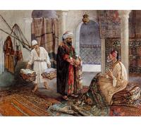 HRJUBWREE Dipinti Famosi Stampe d'Arte Mural Dipinto i Mercanti di Tappeti Alberto Rosati Per la Decorazione del Soggiorno 60x90cm
