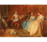 HRJUBWREE Dipinti Famosi Stampe d'Arte Mural Dipinto Il Circolo Dei Poeti Jean-Louis Ernest Meissonier Per la Decorazione del Soggiorno 60x90cm