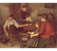 HRJUBWREE Dipinti Famosi Stampe d'Arte Mural Dipinto Il pasto frugale di Emile Friant Per la Decorazione del Soggiorno 60x90cm