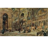 HRJUBWREE Dipinti Famosi Stampe d'Arte Mural Dipinto Interno della Basilica di San Marco a Venezia di Rudolf Von Alt Per la Decorazione del Soggiorno 60x90cm