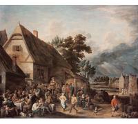 HRJUBWREE Dipinti Famosi Stampe d'Arte Mural Dipinto Kermesse di David Teniers il Giovane Per la Decorazione del Soggiorno 60x90cm
