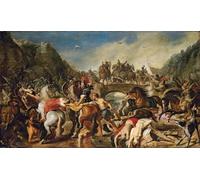 HRJUBWREE Dipinti Famosi Stampe d'Arte Mural Dipinto la Battaglia delle Amazzoni di Peter Paul Rubens Per la Decorazione del Soggiorno 60x90cm