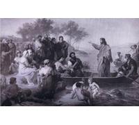 HRJUBWREE Dipinti Famosi Stampe d'Arte Mural Dipinto La predicazione di Cristo sul mare di Galilea Bibbys Annual di Heinrich Karl Hofmann Per la Decorazione del Soggiorno 60x90cm
