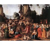 HRJUBWREE Dipinti Famosi Stampe d'Arte Mural Dipinto la Predicazione di San Govannis Battista Bacchiacca Per la Decorazione del Soggiorno 60x90cm