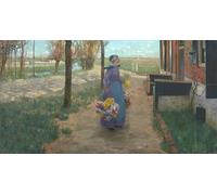 HRJUBWREE Dipinti Famosi Stampe d'Arte Mural Dipinto La ragazza dei fiori in Olanda di George Hitchcock Per la Decorazione del Soggiorno 60x90cm