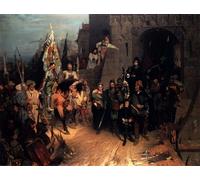 HRJUBWREE Dipinti Famosi Stampe d'Arte Mural Dipinto la resa della città di Rosenberg nella guerra ussita Wilhelm Beckmann Per la Decorazione del Soggiorno 60x90cm