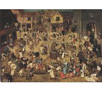HRJUBWREE Dipinti Famosi Stampe d'Arte Mural Dipinto Lotta tra carnevale e digiuno di Pieter Brueghel il Giovane Per la Decorazione del Soggiorno 60x90cm