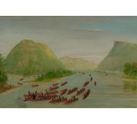HRJUBWREE Dipinti Famosi Stampe d'Arte Mural Dipinto Padre Hennepin e due compagni fatti prigionieri da George Catlin Per la Decorazione del Soggiorno 60x90cm