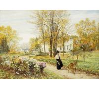 HRJUBWREE Dipinti Famosi Stampe d'Arte Mural Dipinto Passeggiata in un giorno d'autunno di Marie Francois Firmin Girard Per la Decorazione del Soggiorno 60x90cm