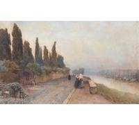 HRJUBWREE Dipinti Famosi Stampe d'Arte Mural Dipinto Passeggiata Lungo Il Tevere Di Roesler Franz Per la Decorazione del Soggiorno 60x90cm