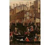 HRJUBWREE Dipinti Famosi Stampe d'Arte Mural Dipinto Ponte di Rialto in Legno Dal Miracolo della Vera Croce di Vittore Carpaccio Per la Decorazione del Soggiorno 60x90cm