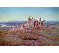 HRJUBWREE Dipinti Famosi Stampe d'Arte Mural Dipinto Riders of the Open Range di Charles Russell Per la Decorazione del Soggiorno 60x90cm