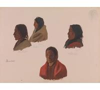 HRJUBWREE Dipinti Famosi Stampe d'Arte Mural Dipinto Studi di capi indiani realizzati a Fort Laramie. di Albert Bierstadt Per la Decorazione del Soggiorno 60x90cm