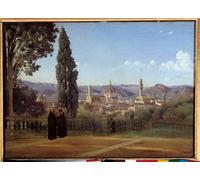 HRJUBWREE Dipinti Famosi Stampe d'Arte Mural Dipinto Veduta di Firenze dal Giardino di Boboli di Jean Baptiste Camille Corot Per la Decorazione del Soggiorno 60x90cm